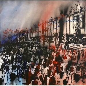 Rida Kazmi, Independence, 48 x 48 Inch, Acrylic On Canvas, Figurative Painting, AC-RDK-CEAD-058